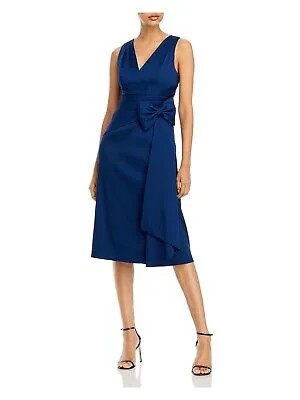 AIDAN MATTOX Женское темно-синее платье миди без рукавов с бантом и высоким разрезом на подкладке 12