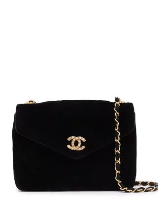 Chanel Pre-Owned стеганая сумка через плечо со стразами и логотипом CC