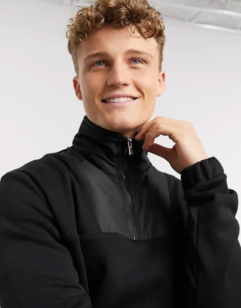 Черный узкий свитшот с воротником-стойкой River Island