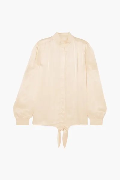 Плиссированная блузка из шармеза с завязками Falcon Envelope1976, экрю