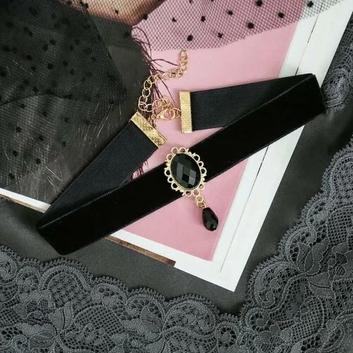 Чокер Queen Fair, металл, пластик, длина 30 см, черный