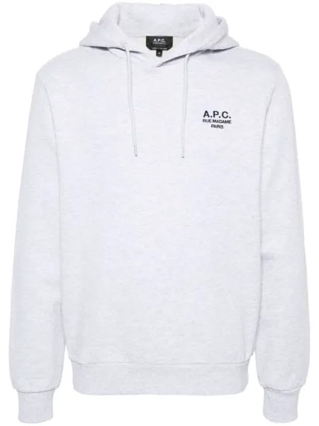 A.P.C. худи из органического хлопка с вышитым логотипом, серый