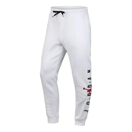 Брюки Men's Air Jordan Logo Printing Stay Warm Fleece Lined Bundle Feet Sports Pants/Trousers/Joggers White, белый