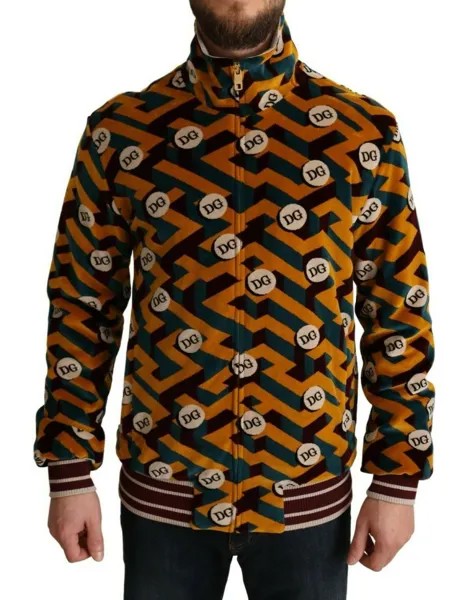 DOLCE - GABBANA Куртка-свитер, разноцветная бархатная мужская с логотипом DG IT44 / US34 / XS