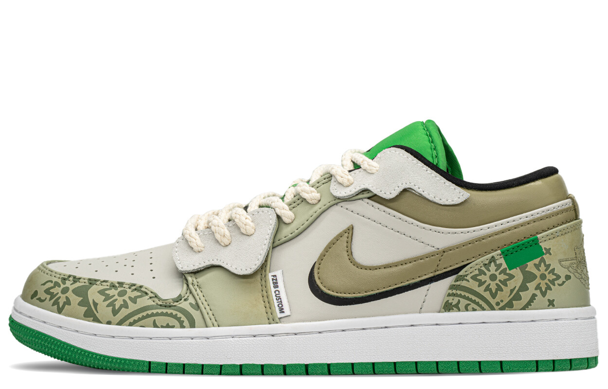 Кроссовки Air Jordan 1 Vintage Basketball Shoes Men Low-top Beige/green, зеленый