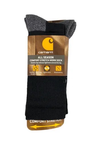 Носки Carhartt All Season Comfort Stretch Crew Sock (3 шт.), черные, размер L CHMA2213C3