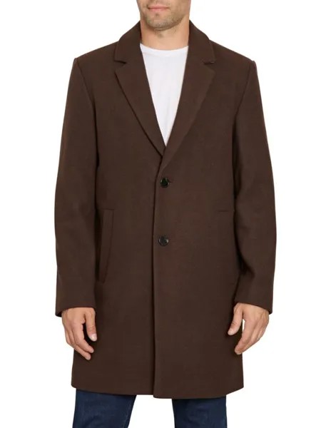 Однобортное пальто из смесовой шерсти Sam Edelman, цвет Chocolate