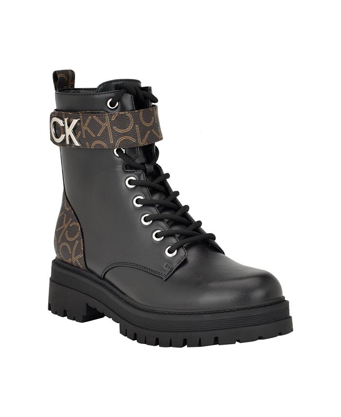 Женские повседневные ботинки на шнуровке Prescot Lug Sole Calvin Klein, цвет Black Logo Multi