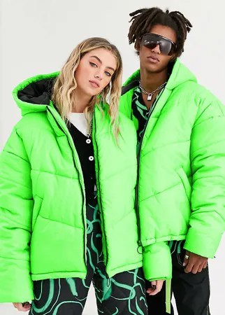 Зеленая дутая куртка COLLUSION Unisex-Зеленый