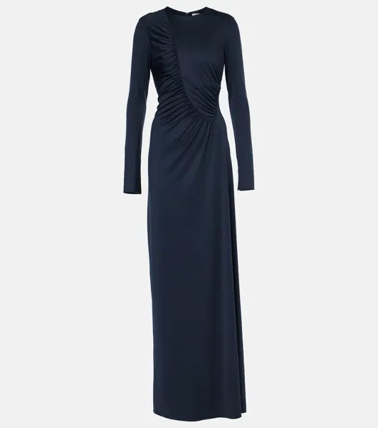 Платье из джерси асимметричного кроя со сборками Victoria Beckham, черный