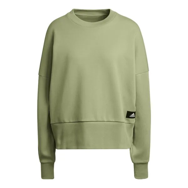 Толстовка Adidas W Fi 3s Crew Stripe Sports Round Neck Pullover Long Sleeves Green, Зеленый