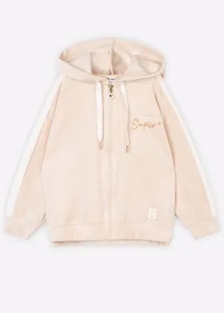 Бежевая велюровая толстовка oversize для девочки Gloria Jeans