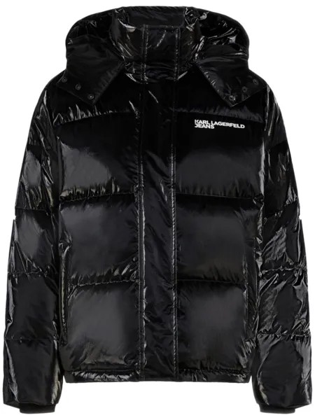 Karl Lagerfeld Jeans глянцевый пуховик, черный