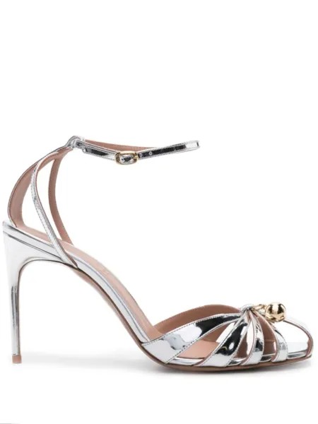 Босоножки Azzurra 90 с эффектом металлик Malone Souliers, серебристый