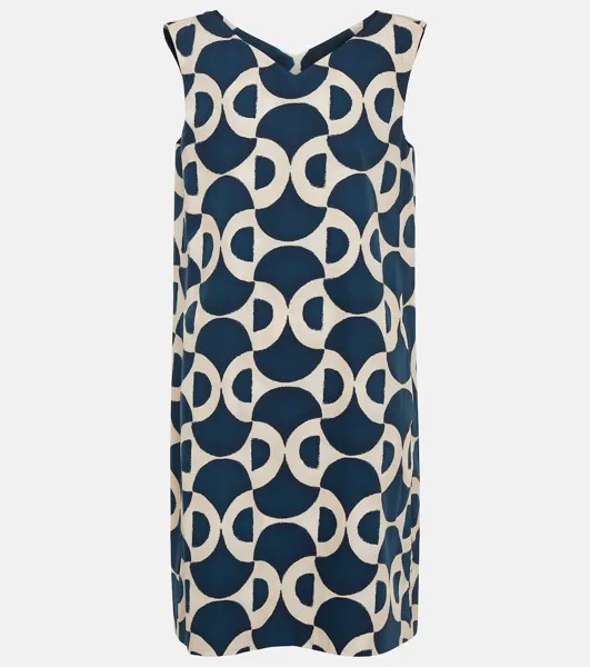 Двустороннее поплиновое платье мини Swing с принтом 'S MAX MARA, синий