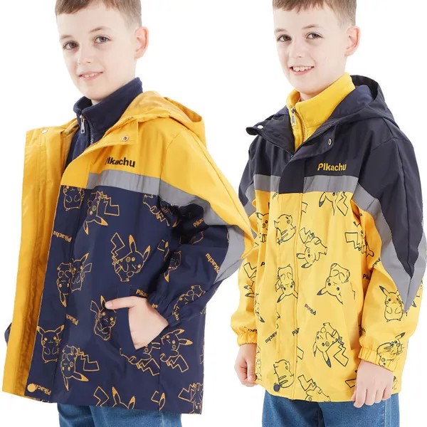 Takara Tomy Pokemon Pikachu куртка для мальчиков детская куртка осень и зима три в одном плюс бархатный съемный новый большой мальчик