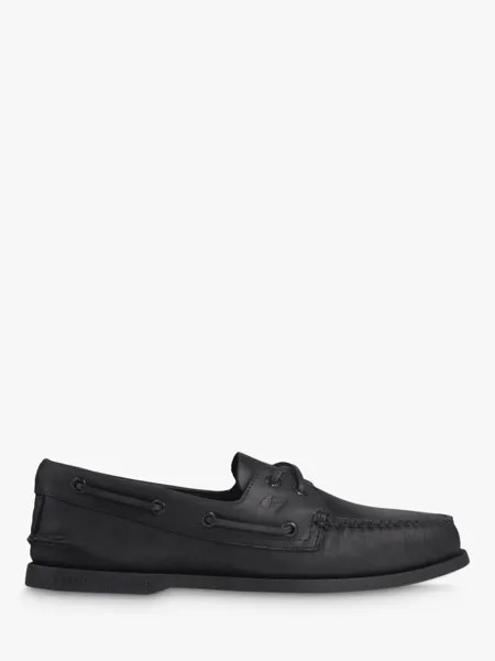 Оригинальные кожаные топсайдеры Sperry, черные