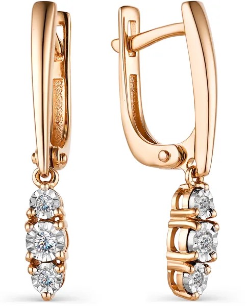 Серьги женские из золота АЛЬКОР 23292-100, бриллиант