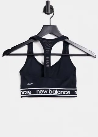 Черный спортивный бюстгальтер средней степени поддержки  New Balance Running Pace 2.0-Черный цвет