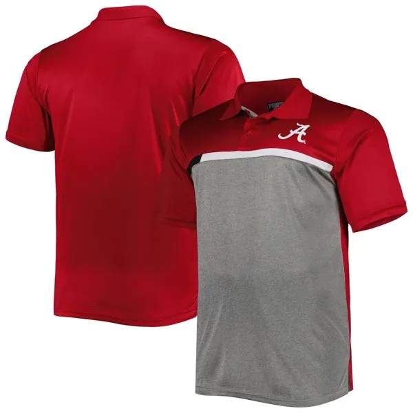 Мужская рубашка-поло малинового/серого цвета Alabama Crimson Tide Big & Tall