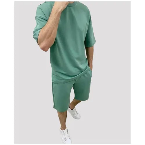 Летний мужской костюм двойка Casual Wear, цвет светло-зеленый, размер 4XL (56)