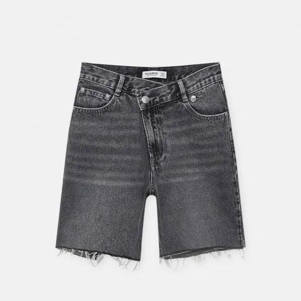 Шорты Pull&Bear Denim Bermuda With Crossover Waist, черный