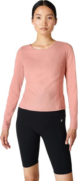 Супермягкий топ с длинными рукавами для йоги в рубчик Sweaty Betty, цвет Dark Bloom Pink