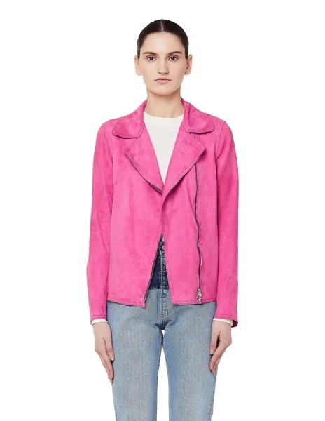 Розовая куртка-косуха из мягкой замши