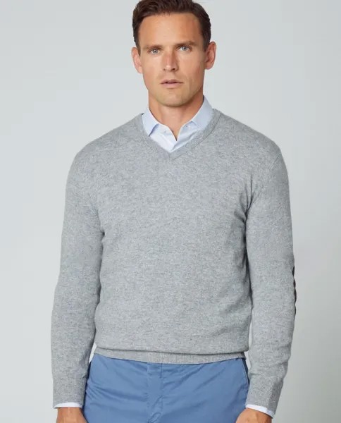 Мужской серый свитер с v-образным вырезом Hackett, серый