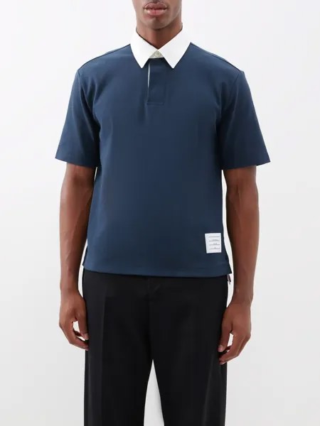 Рубашка-поло для регби со скрытой планкой Thom Browne, синий