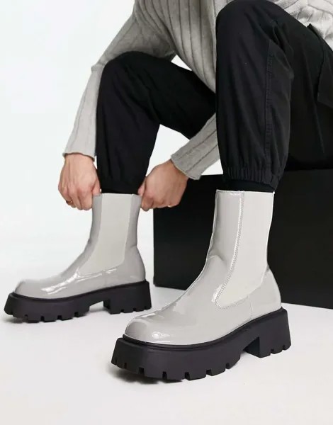 Серые высокие ботинки челси из искусственной кожи с квадратным носком Truffle Collection
