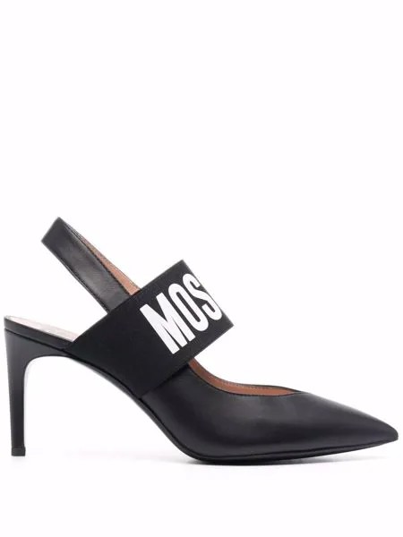 Moschino туфли с ремешком на пятке и логотипом