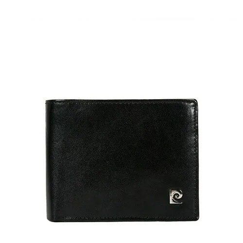 Бумажник Pierre Cardin, натуральная кожа, гладкая фактура, молния, 8 отделений для банкнот, отделения для карт и монет, черный