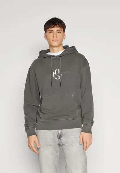 Толстовка Karl Lagerfeld Jeans RELAXED LOGO HOODIE, серый, окрашенный в готовом виде