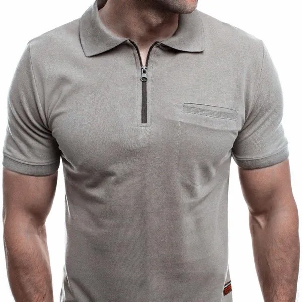 SCIONE Мужская футболка с коротким рукавом Новая простая повседневная футболка с однотонным нагрудным плацканом с коротким рукавом