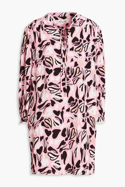 Платье мини из крепа с принтом Diane Von Furstenberg, розовый