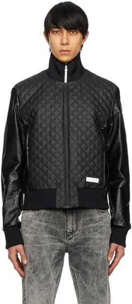 Черная куртка-бомбер из искусственной кожи Main Lab Balmain