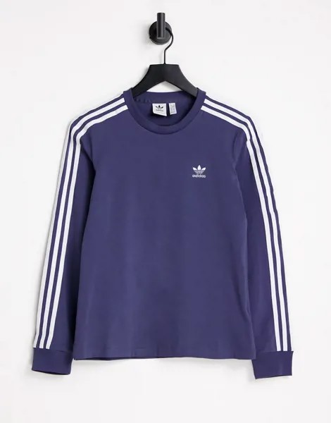 Темно-синий лонгслив с тремя полосками adidas Originals adicolor
