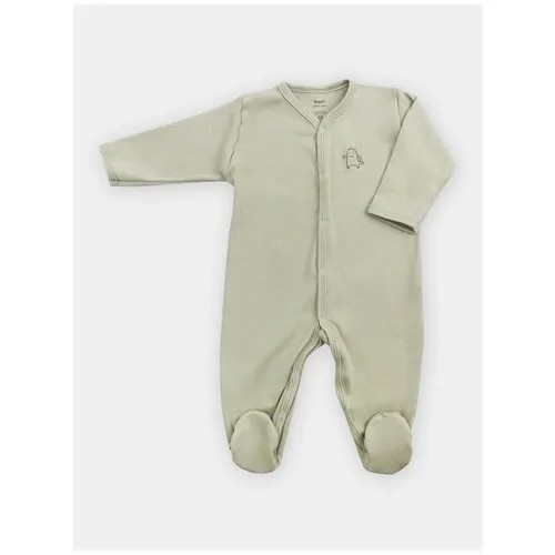 Комбинезон RANT детский, хлопок 100%, на кнопках, без карманов, закрытая стопа, размер 68, зеленый
