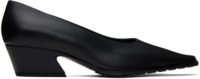 Черные туфли на каблуке Bottega Veneta из техекса