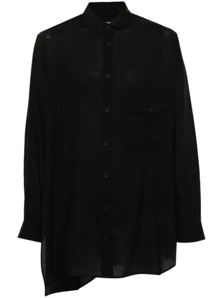 Yohji Yamamoto поплиновая рубашка асимметричного кроя, черный