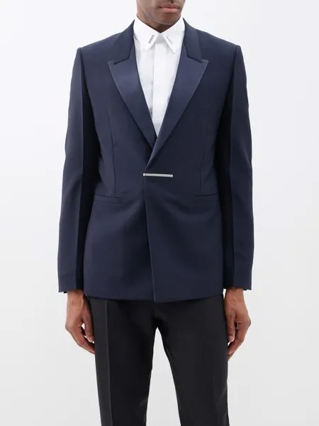 Пиджак из смесовой шерсти с атласными лацканами Givenchy, синий