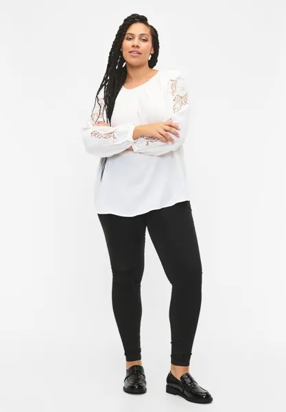 Блузка Long Sleeve With Crochet Details Zizzi, цвет bright white