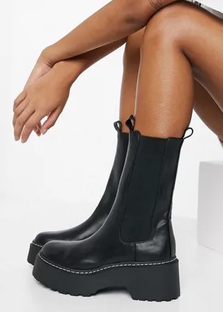 Высокие массивные ботинки черного цвета River Island-Черный