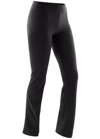 Легинсы FIТ+ прямого покроя (брюки), хлопок для фитнеса женские 500 черные NYAMBA Х Decathlon Черный 3XL / W41 L31