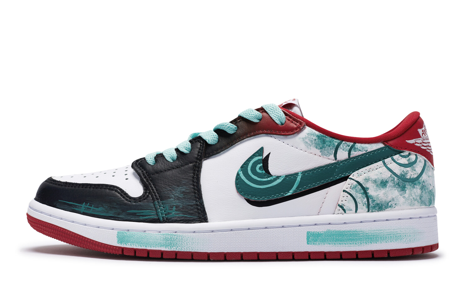 Кроссовки Air Jordan 1 Vintage Basketball Shoes Unisex Low-top Green/Red, черный/белый/зеленый/красный