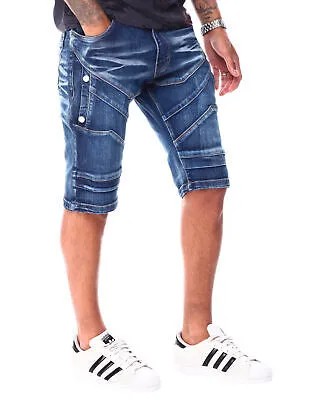 Мужские модные джинсовые шорты премиум-класса темно-синего песочного цвета с медными заклепками