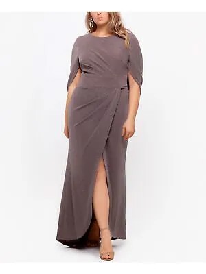 Женское коричневое длинное вечернее платье с драпировкой на спине BETSY - ADAM Plus 22W