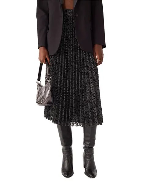 Плиссированная трикотажная юбка миди цвета металлик Camille ba&sh, цвет Black