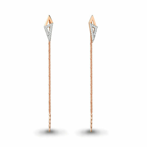 Серьги цепочки Diamant online, золото, 585 проба, фианит, прозрачный